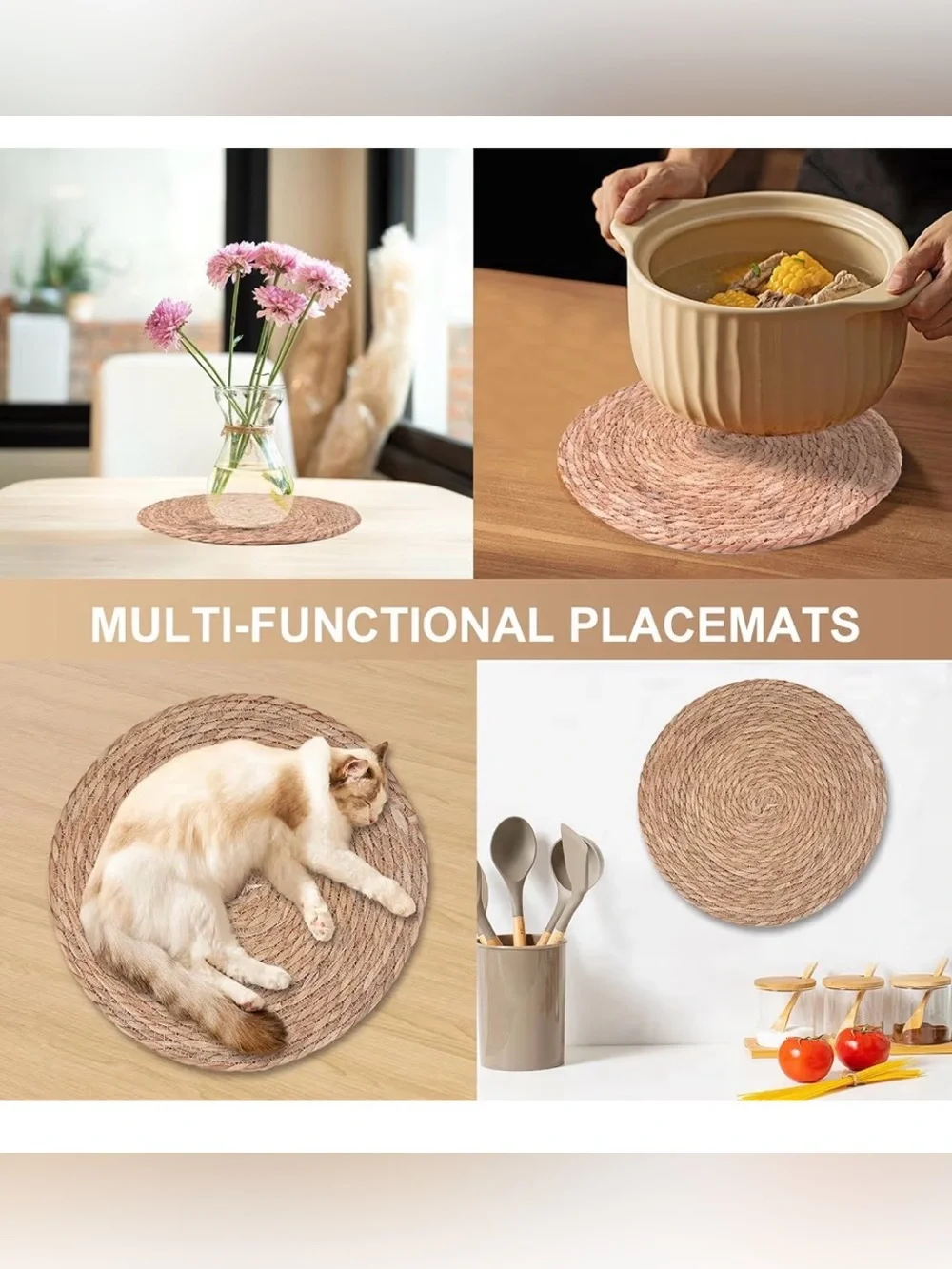 10 Pack 13 Inch Round Woven Placemats